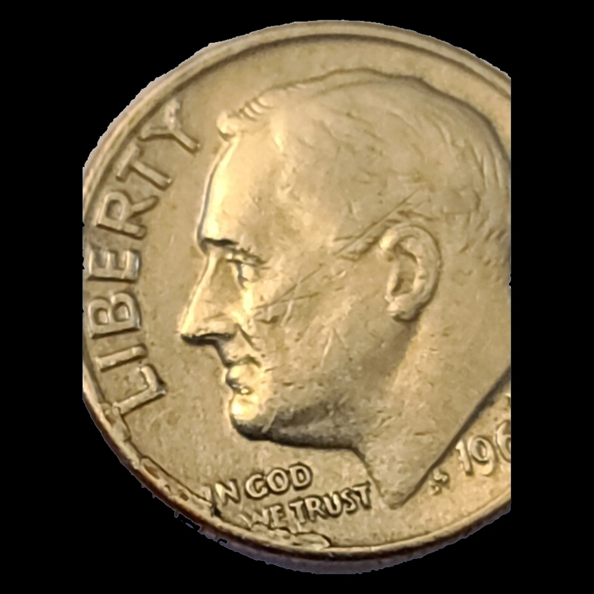 1968 Roosevelt Dime: Die Crack / Die Chip