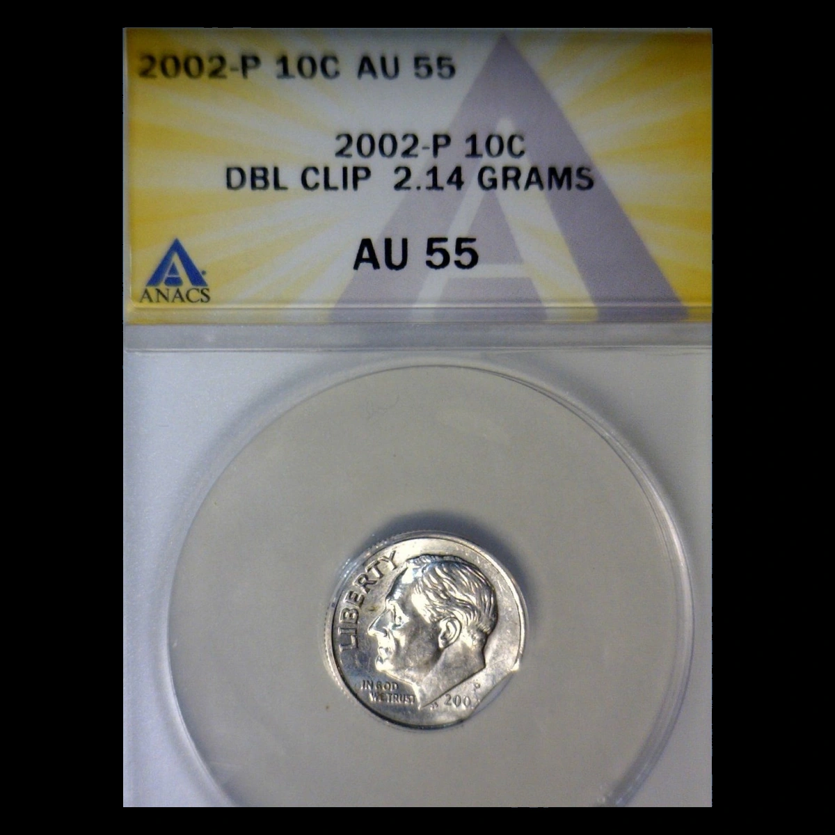 2002 Roosevelt Dime: Double Clipped Planchet