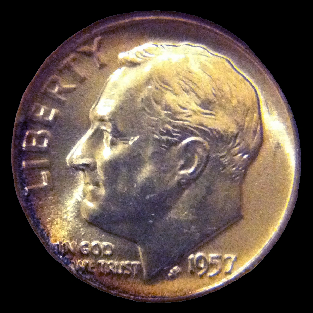 1957 Roosevelt Dime: Die Break