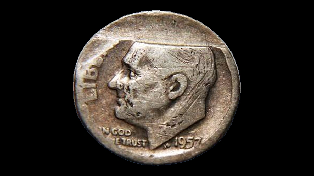 1957 Roosevelt Dime: Lamination