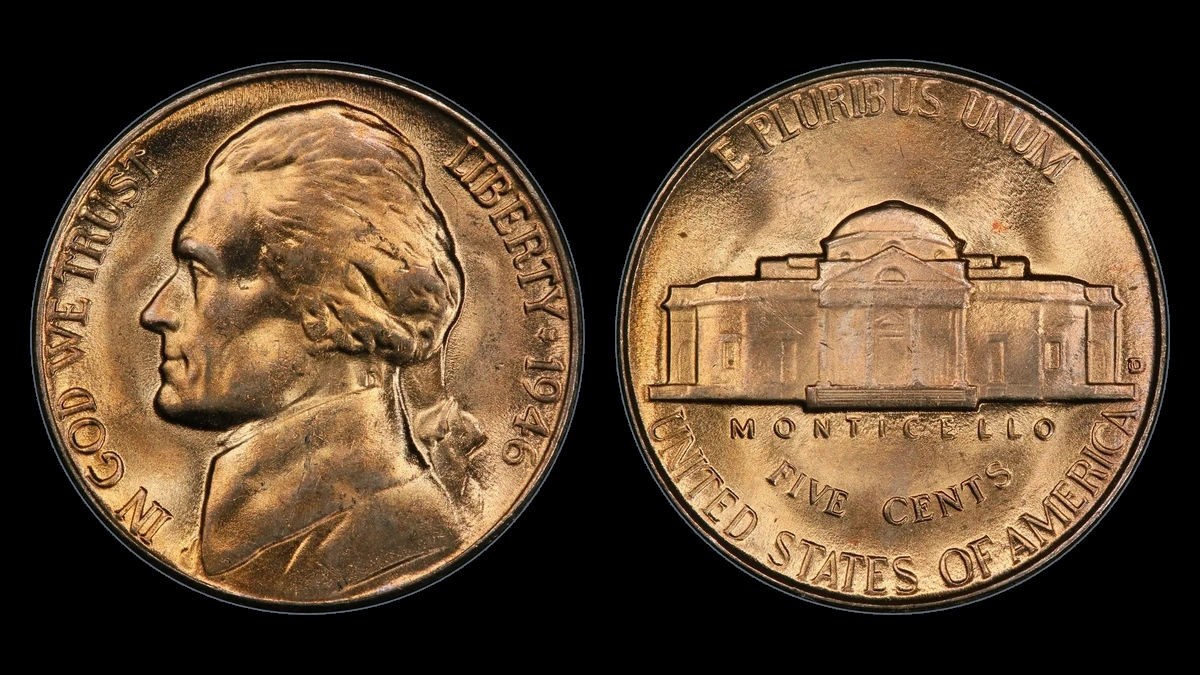 1946 Jefferson Nickel: Inverted Mintmark