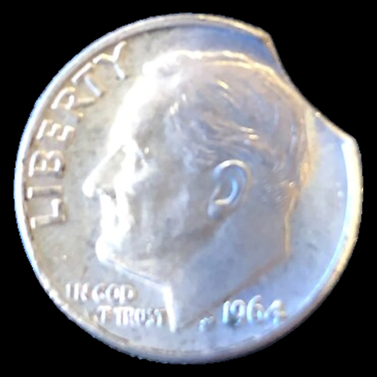 1964 Roosevelt Dime: Clipped Planchet