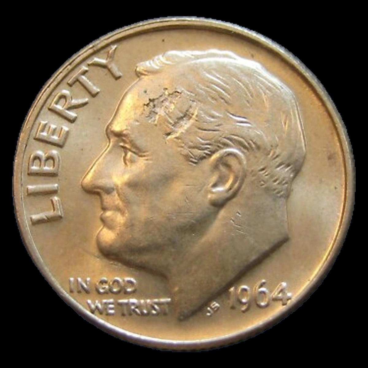 1964 Roosevelt Dime: Lamination