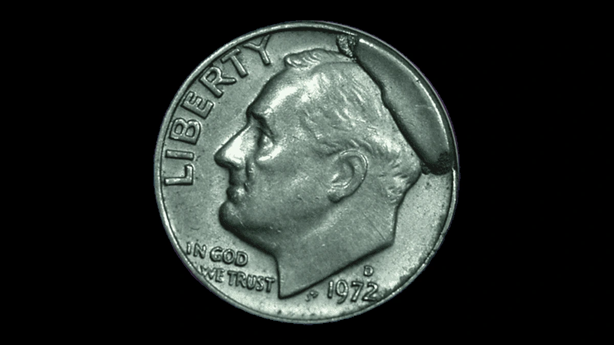 1972 Roosevelt Dime: Obverse Die Break