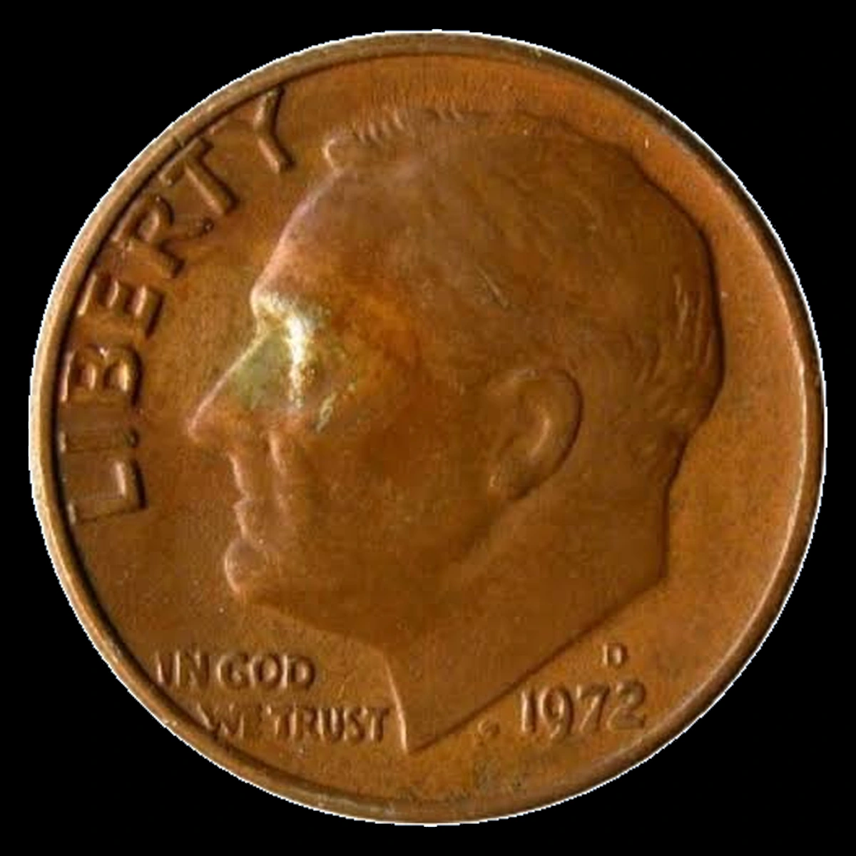1972 Roosevelt Dime: Wrong Planchet / Off-Metal Strike