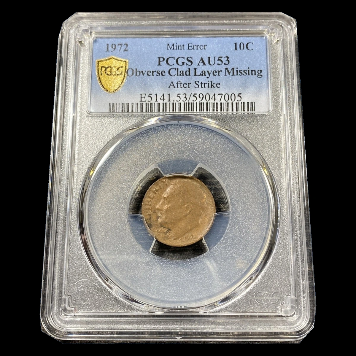 1972 Roosevelt Dime: Defective Obverse Cladding