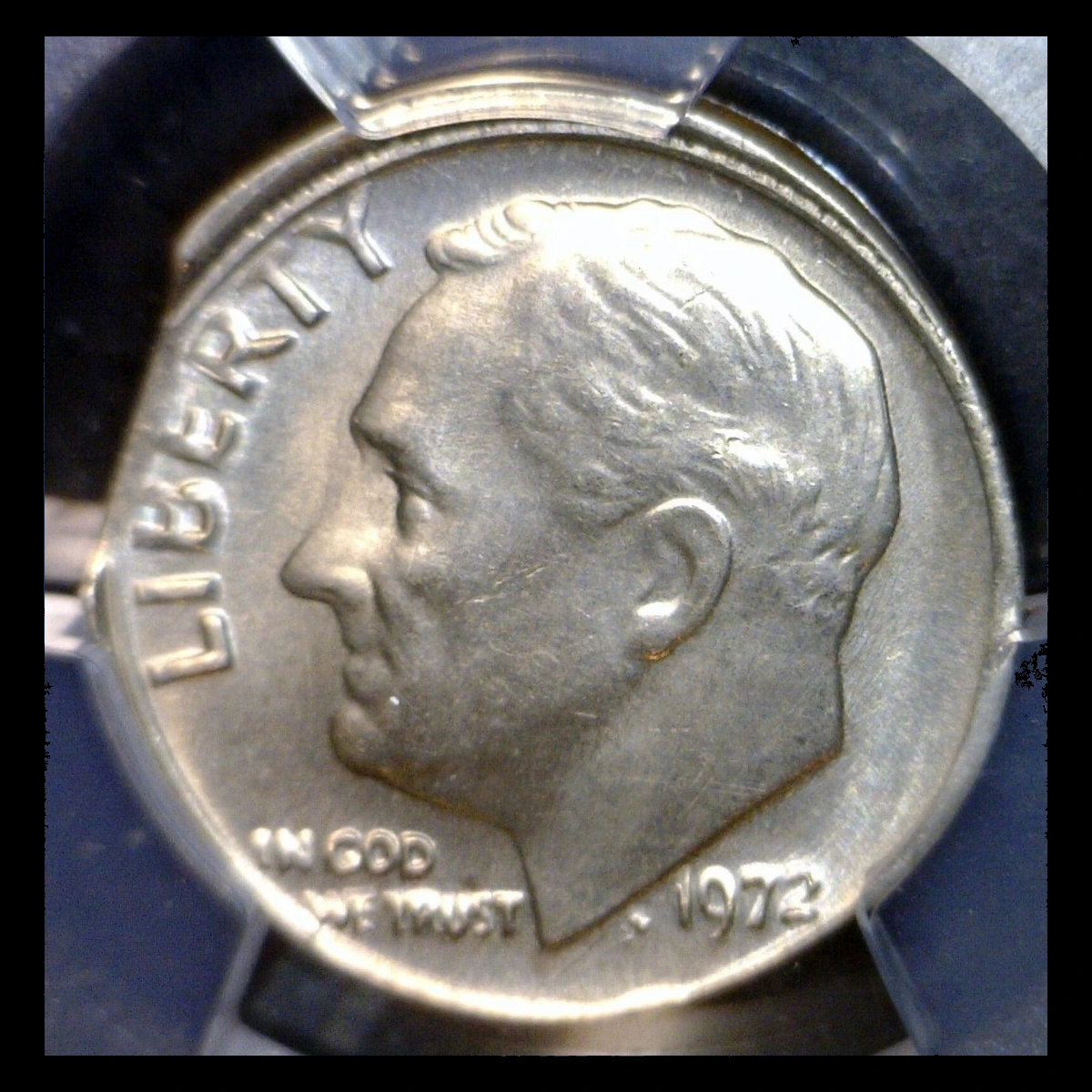 1972 Roosevelt Dime: Clipped Planchet