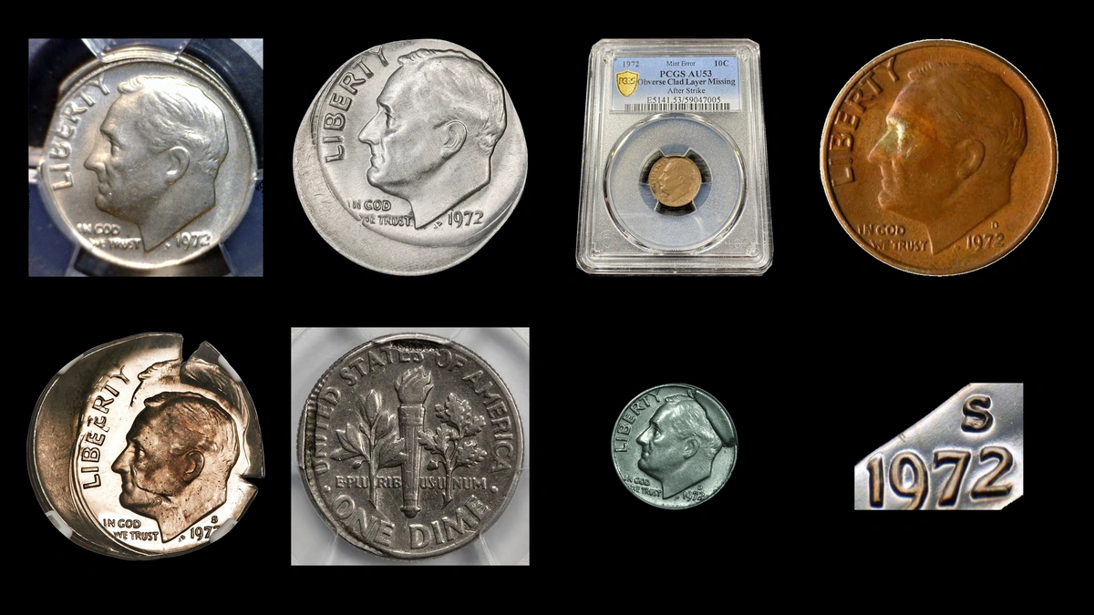 1972 Dime Errors — error coin photographs