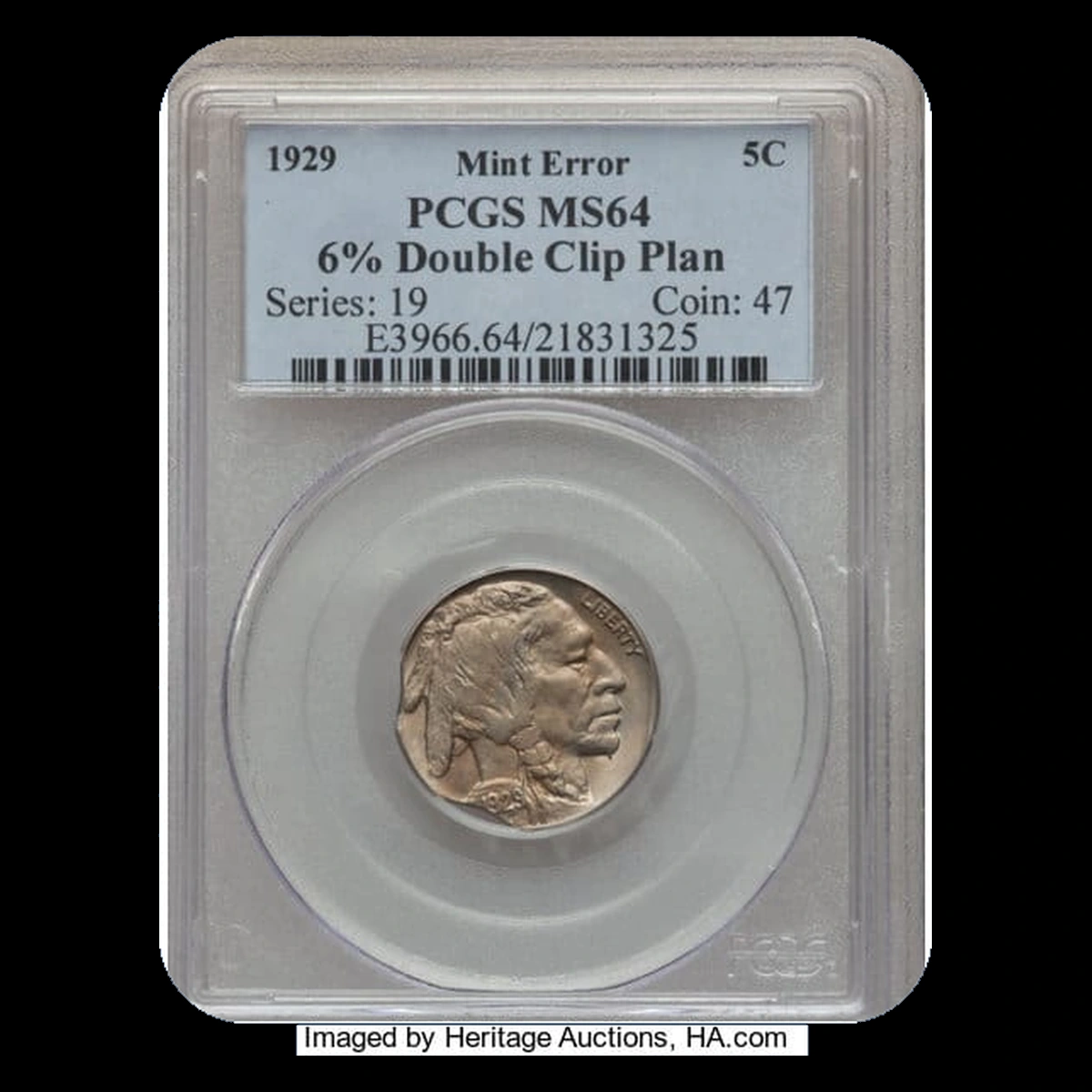 1929 Buffalo Nickel: Clipped Planchet