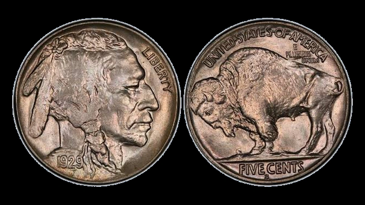 1929 Buffalo Nickel: Overpolished Die