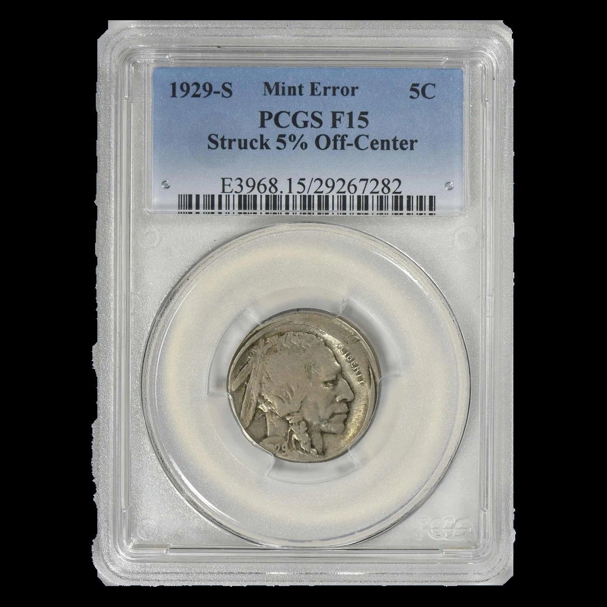 1929 Buffalo Nickel: Off-Center Strike