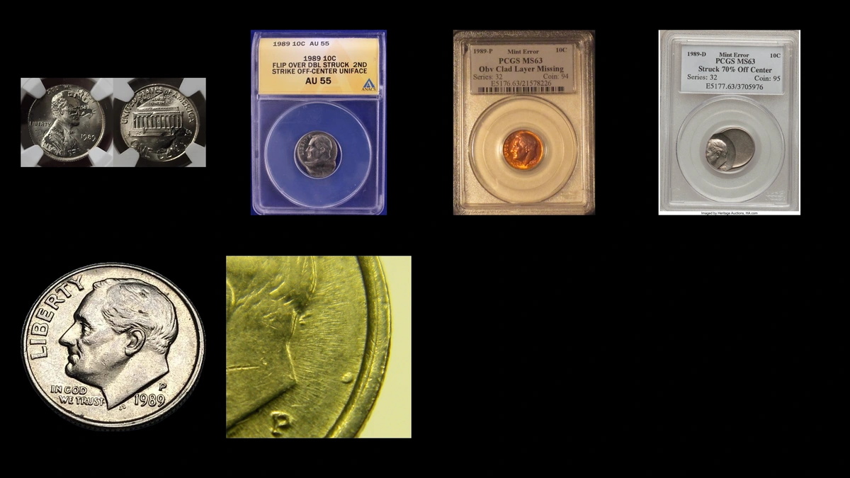 1989 Dime Errors — error coin photographs