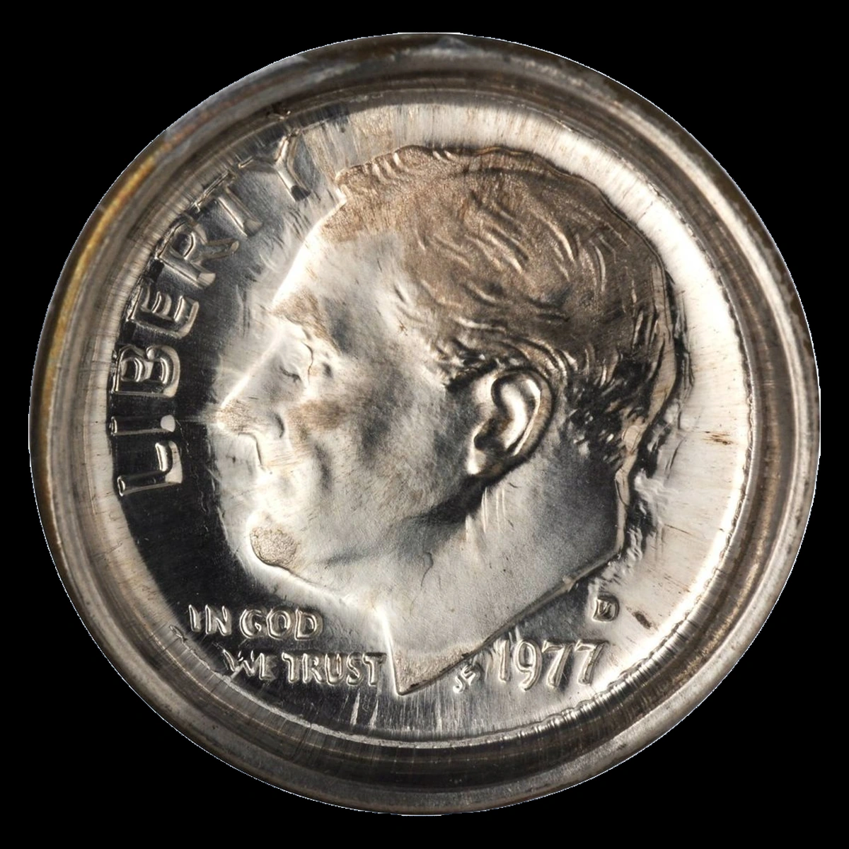 1977 Roosevelt Dime: Obverse Die Cap