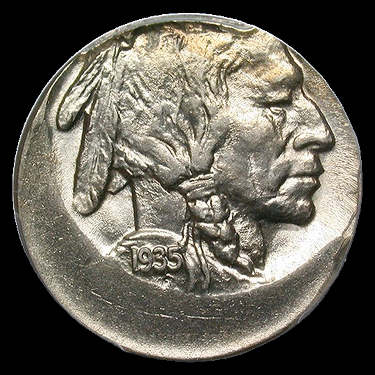 1935 Buffalo Nickel: Off-Center Strike