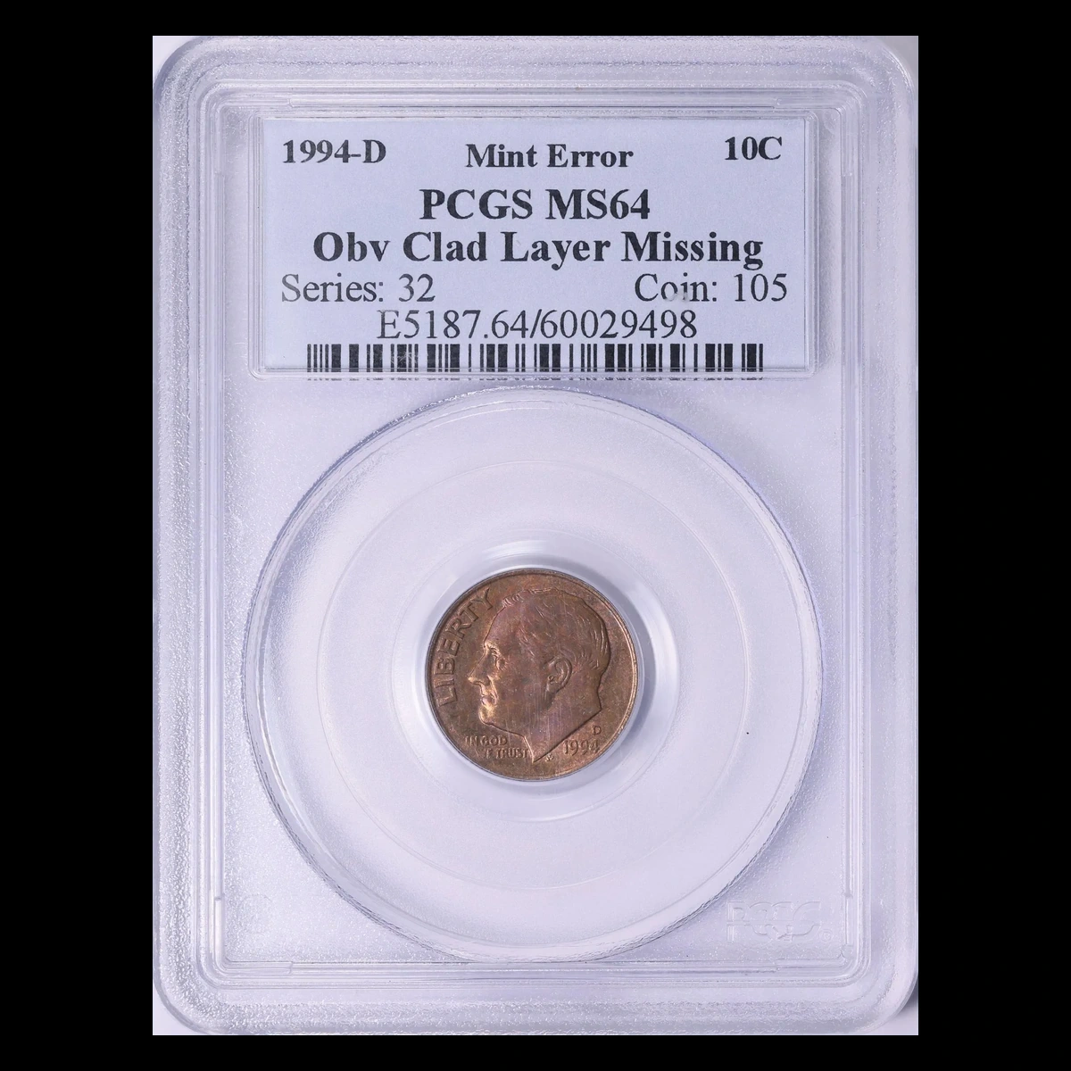 1994 Roosevelt Dime: Missing Clad Layer