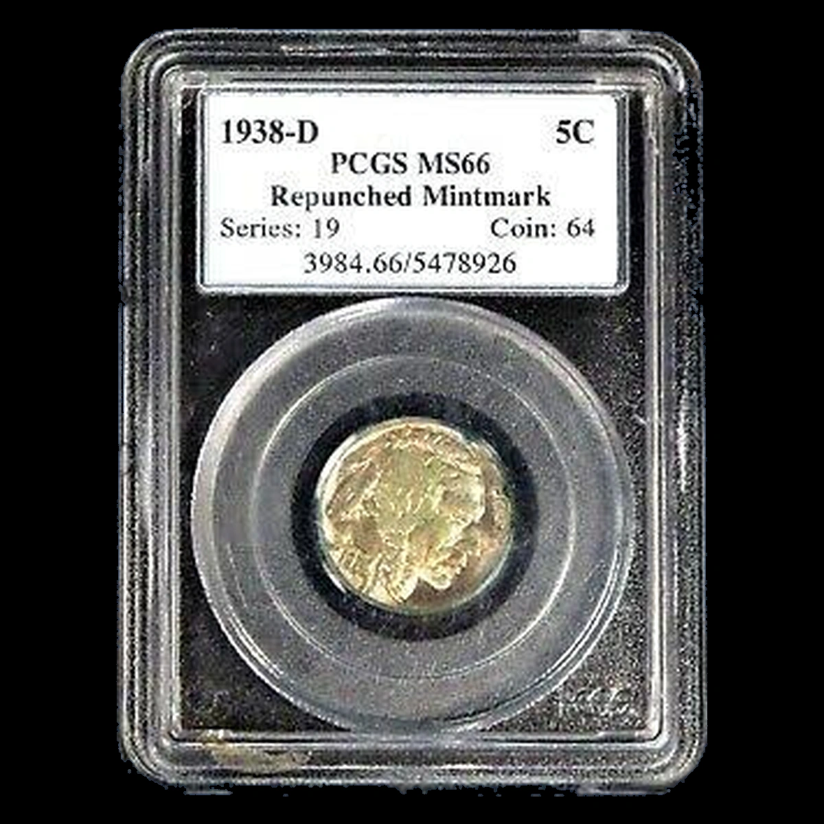 1938 Buffalo Nickel: repunched D mintmark