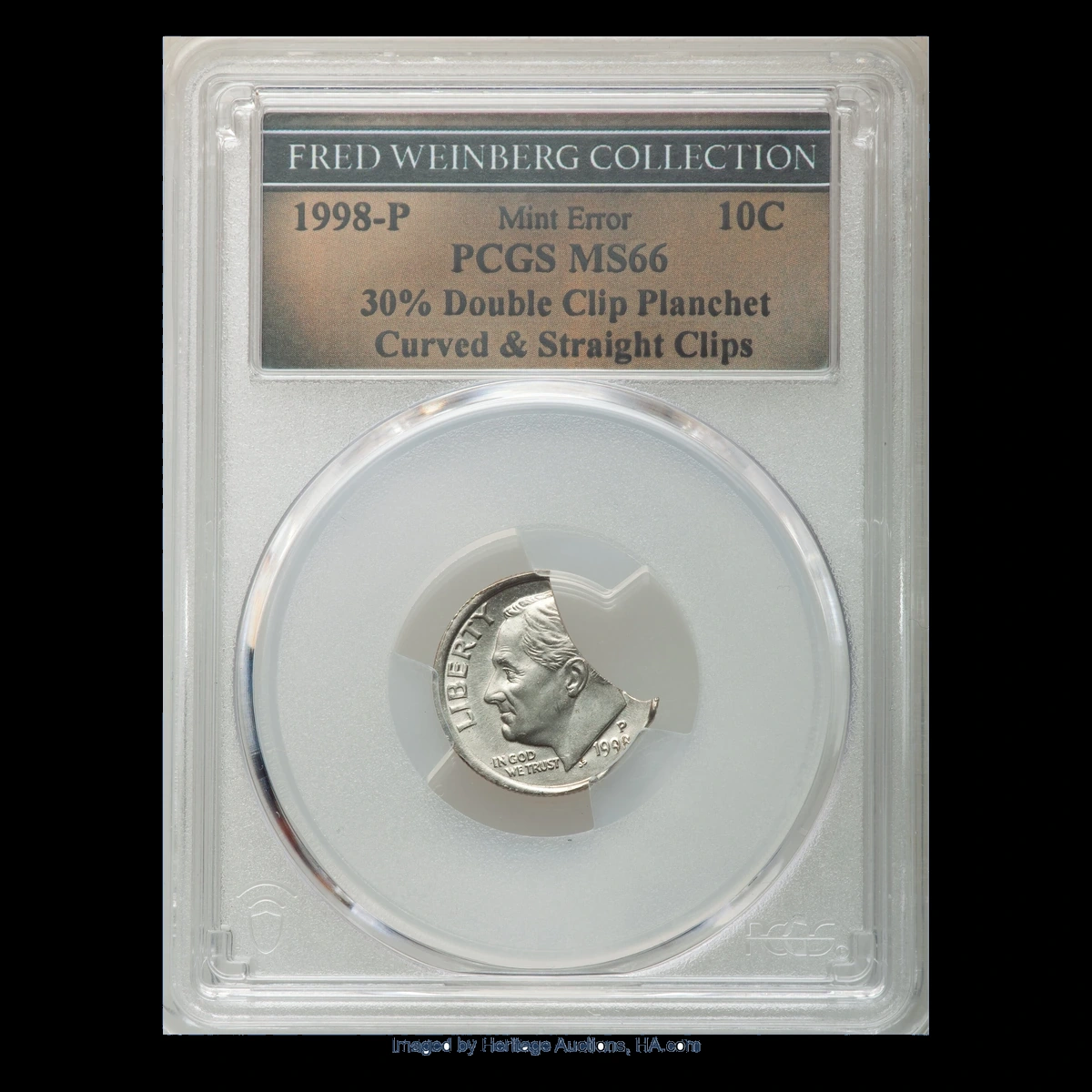 1998 Roosevelt Dime: Curved and Straight Double Clips