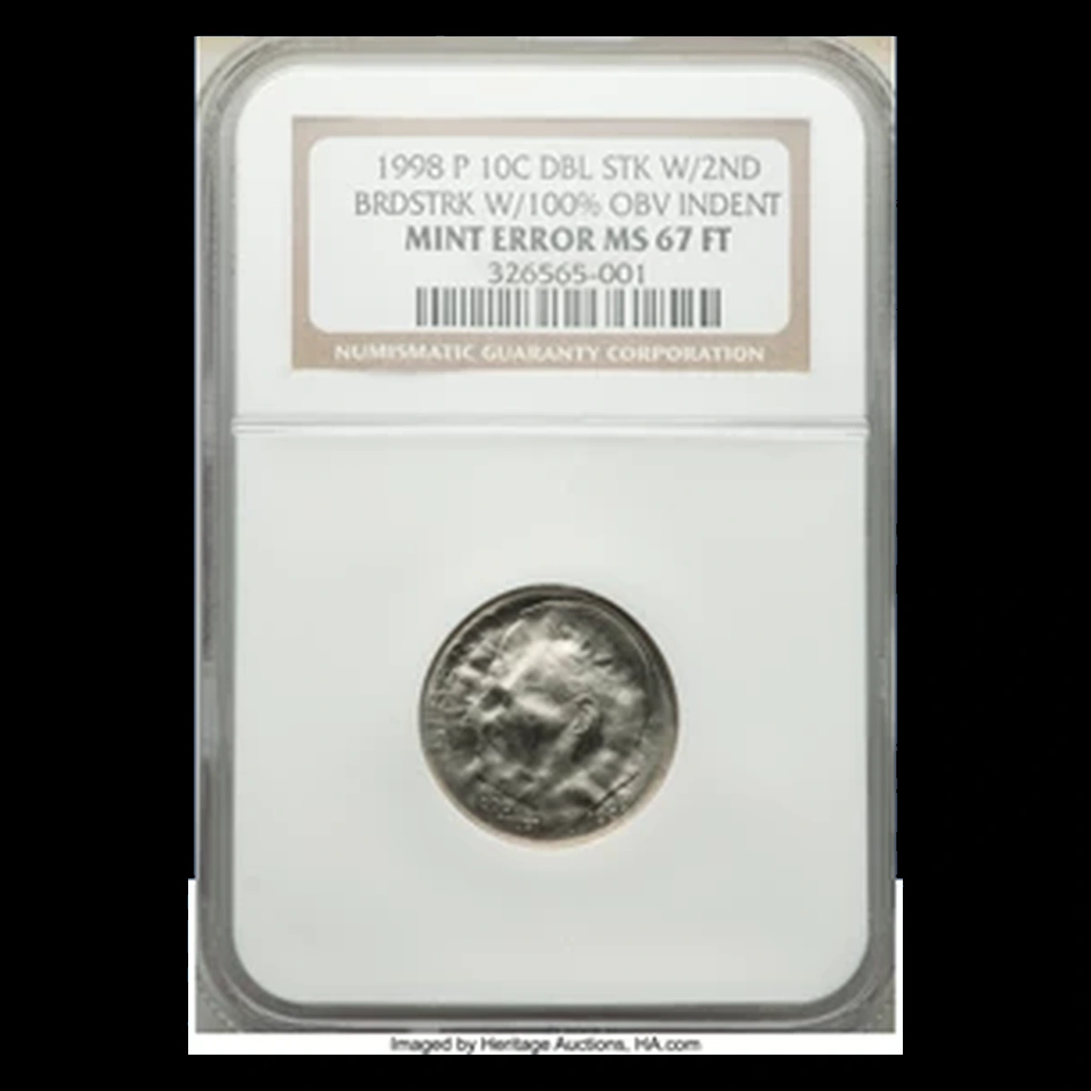 1998 Roosevelt Dime: Double Strike with Full Obverse Indent