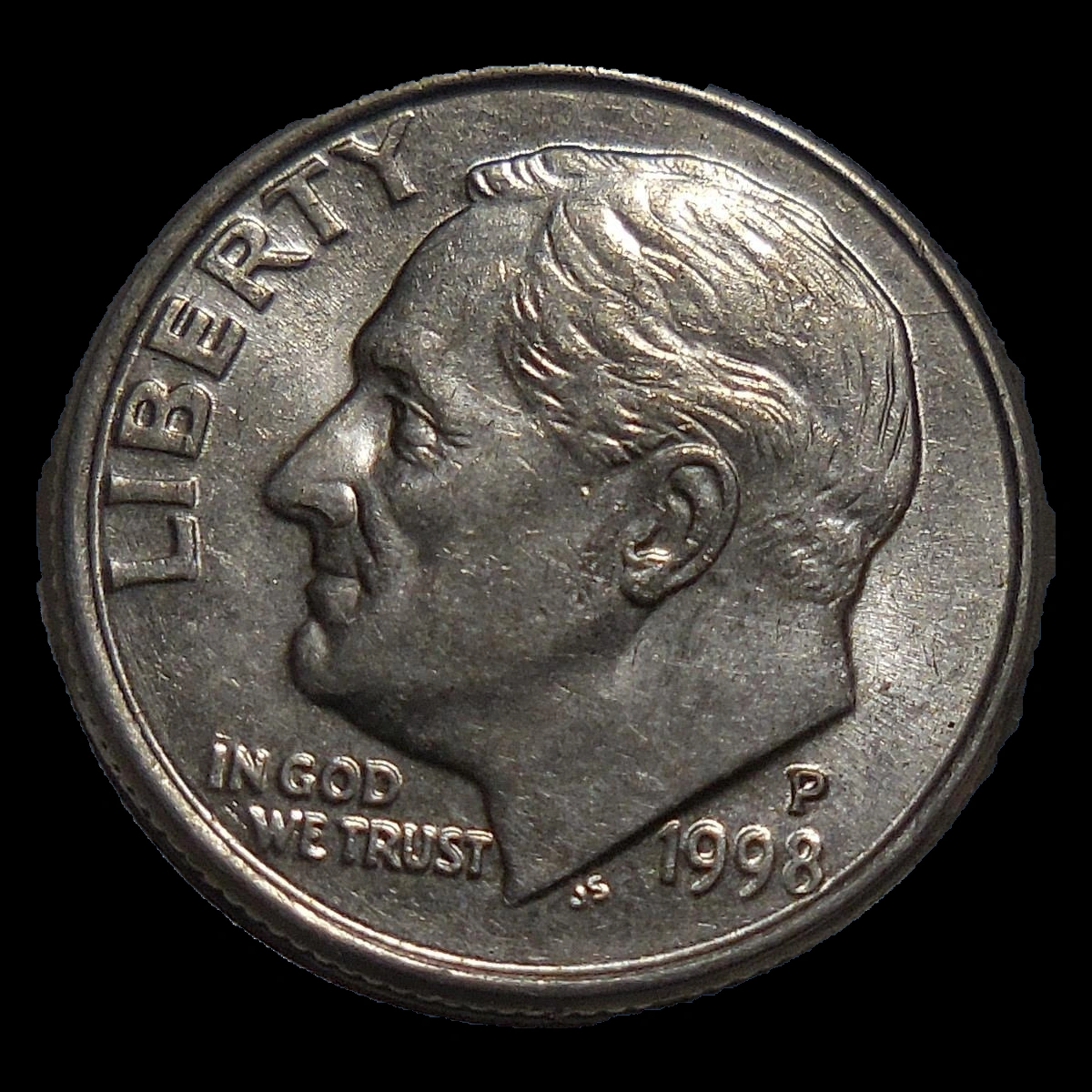 1998 Roosevelt Dime: Die Crack / Die Chip