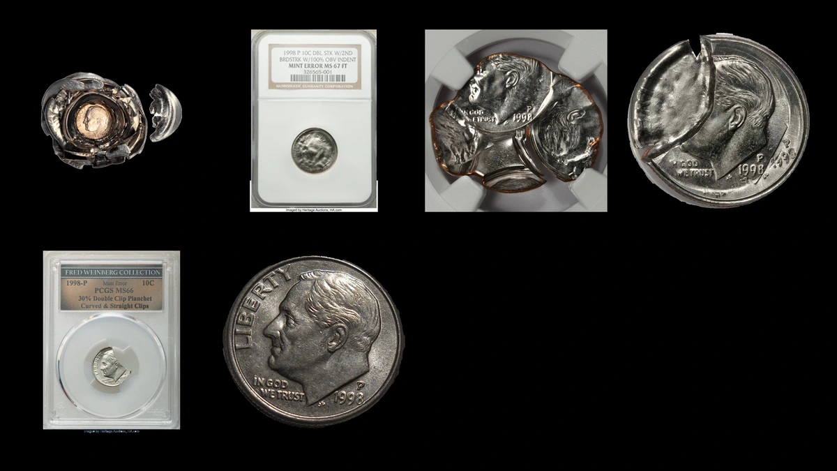 1998 Dime Errors — error coin photographs