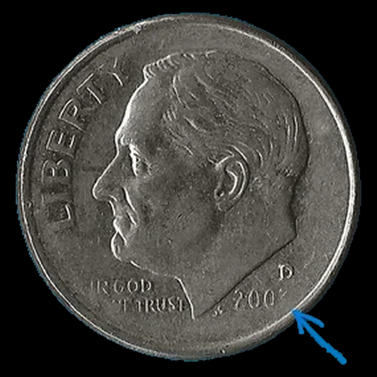 2003 Roosevelt Dime: Struck Through
