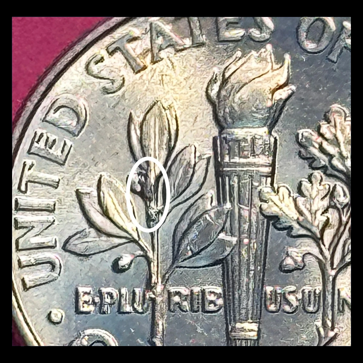 2015 Roosevelt Dime: Die Crack / Die Chip