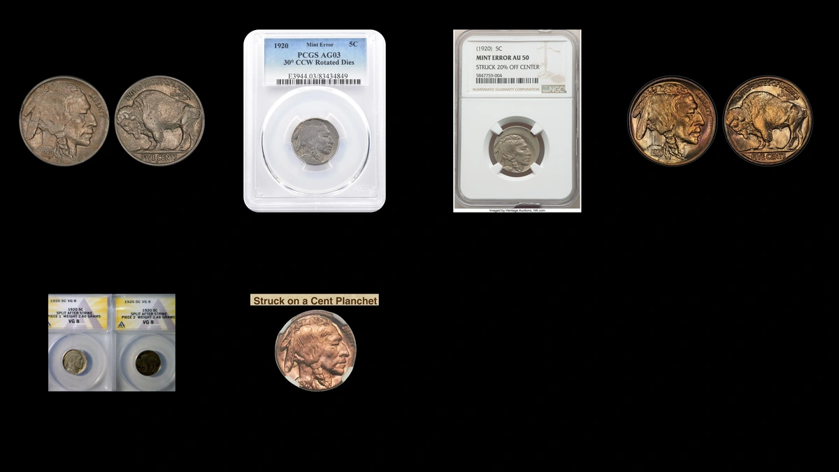 1920 Nickel Errors — error coin photographs