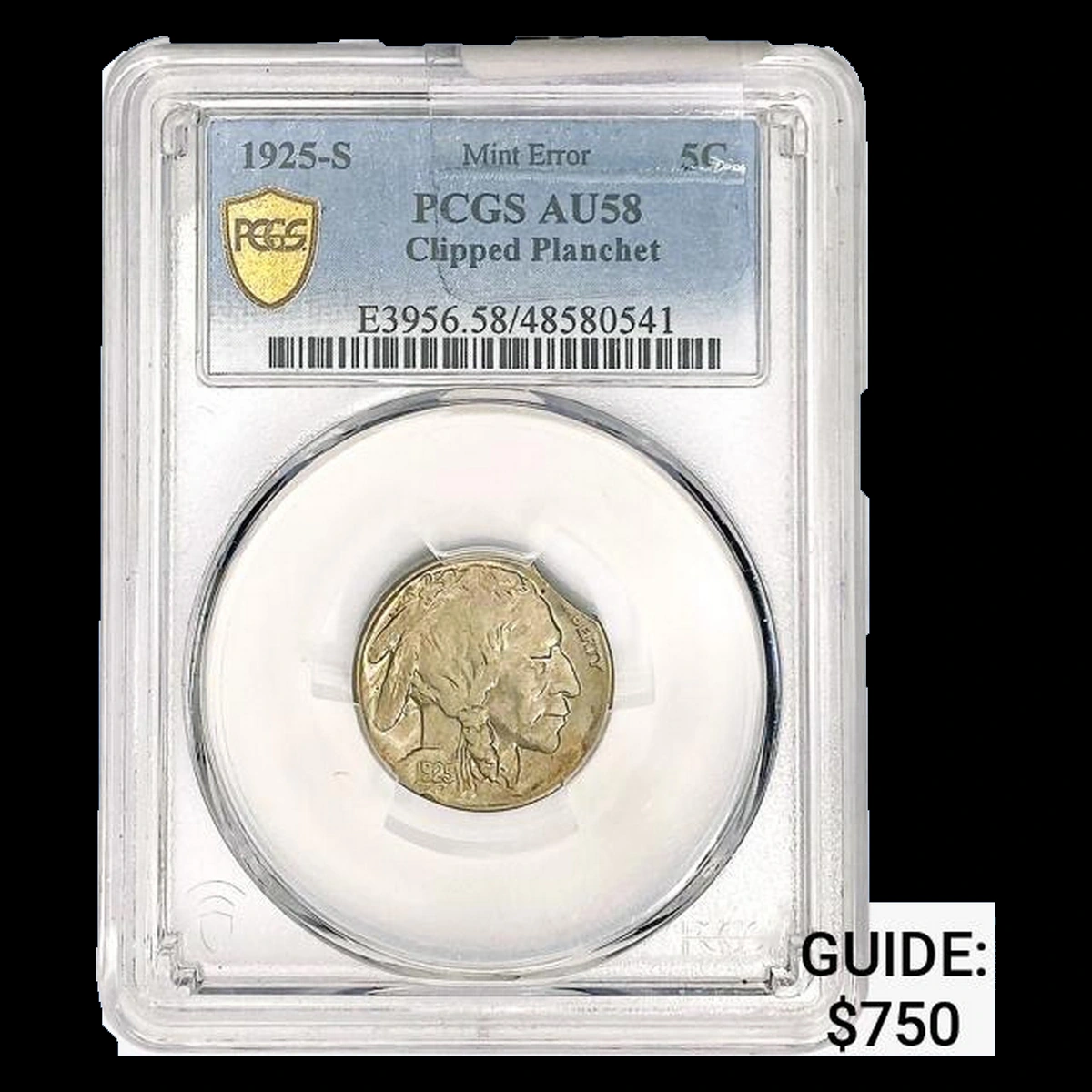 1925 Buffalo Nickel: Clipped Planchet