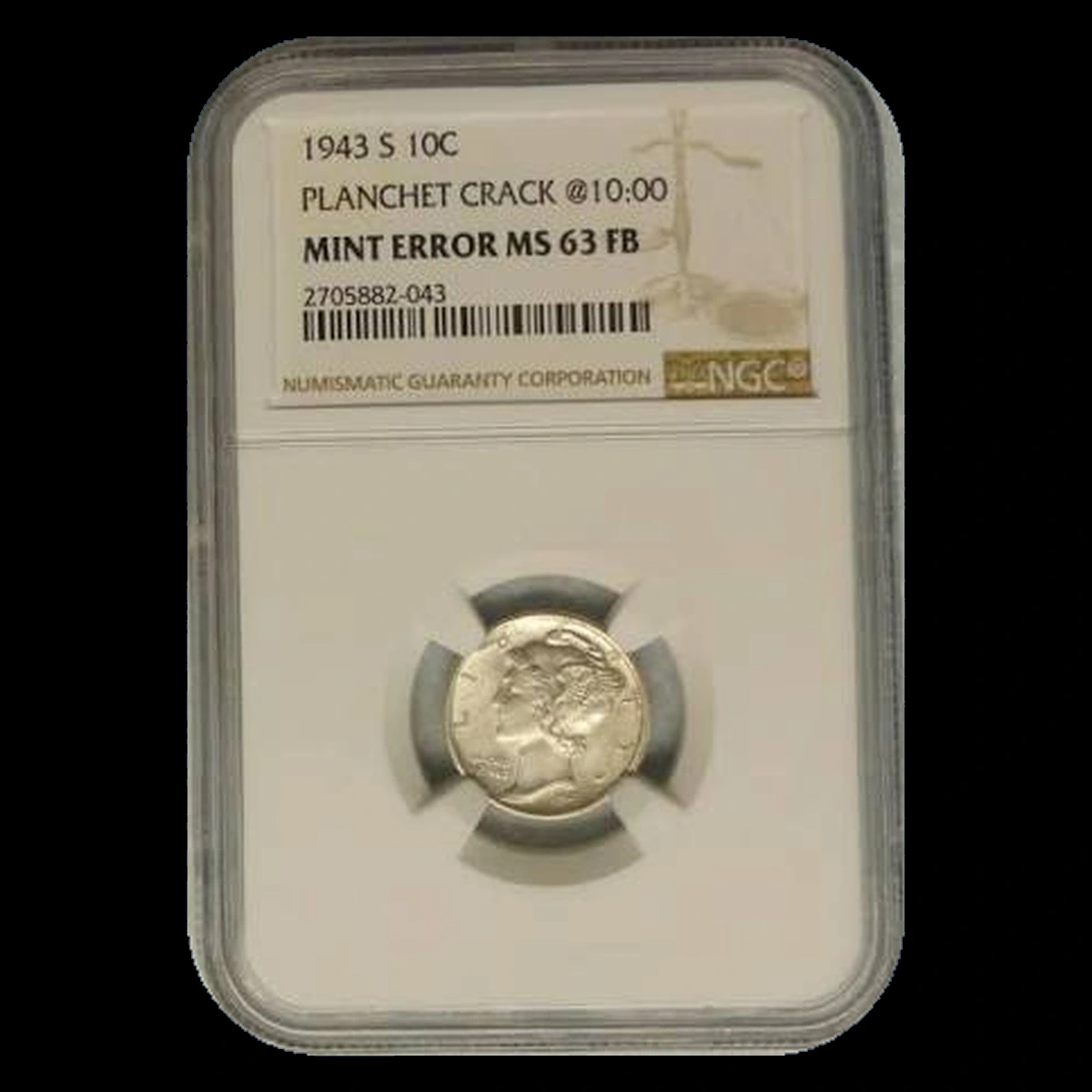 1943 Mercury Dime: Planchet Crack