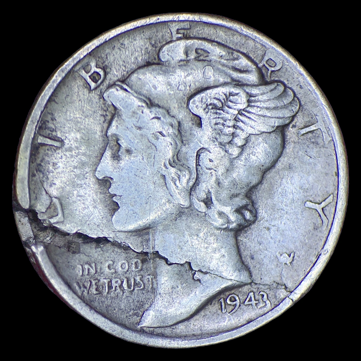 1943 Mercury Dime: Lamination / Split Planchet
