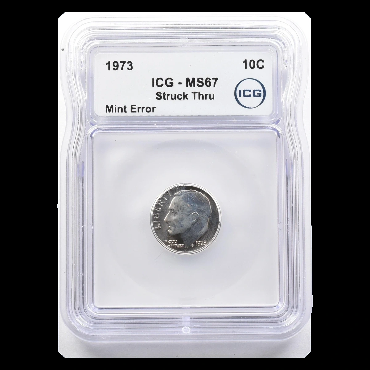 1973 Roosevelt Dime: Struck-Through Error