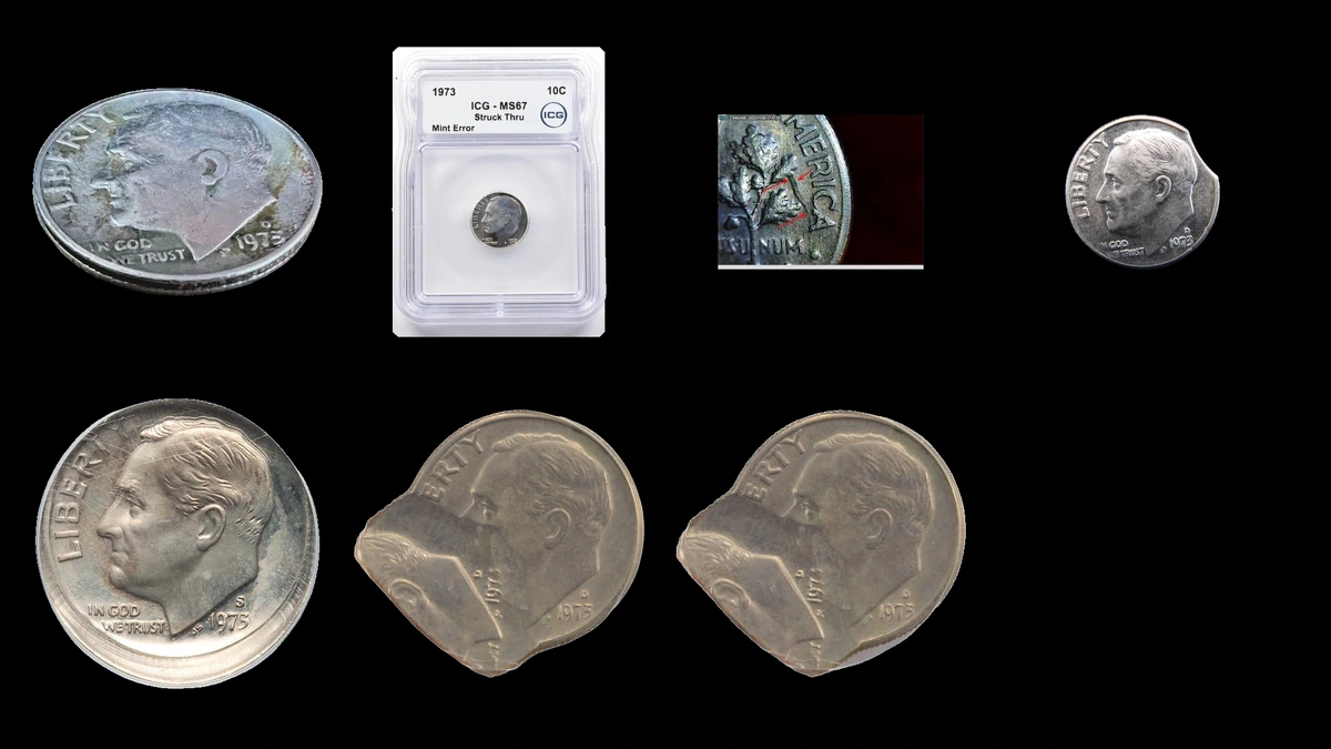 1973 Dime Errors — error coin photographs
