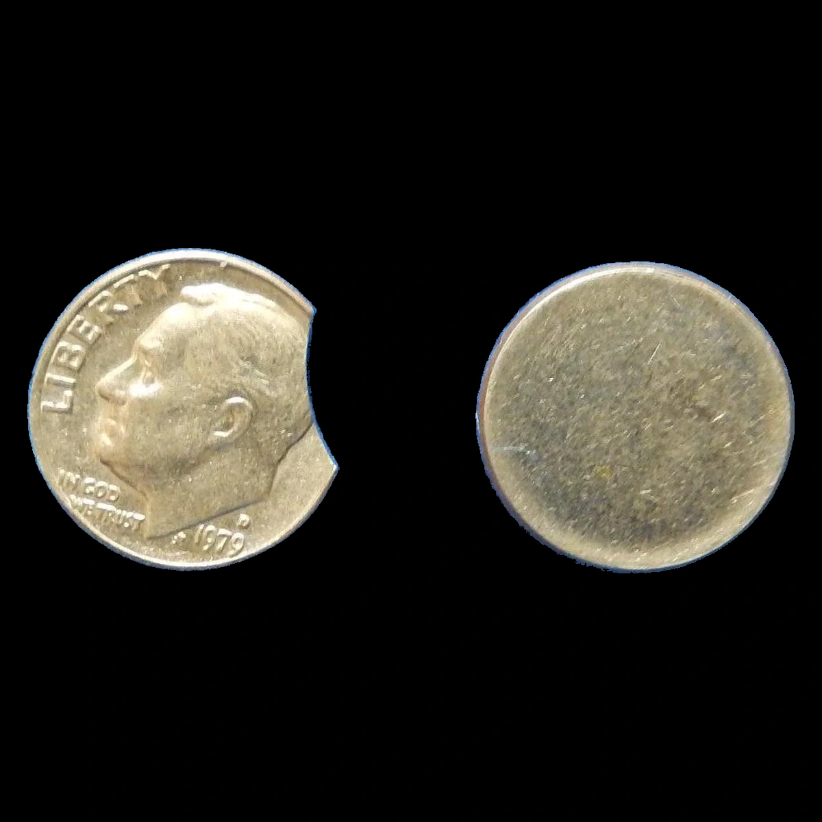 1979 Roosevelt Dime: Clipped Planchet