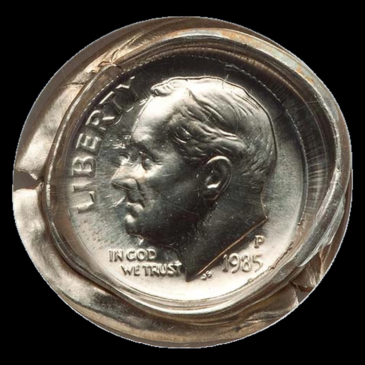 1985 Roosevelt Dime: Two-Planchet Bonded Pair