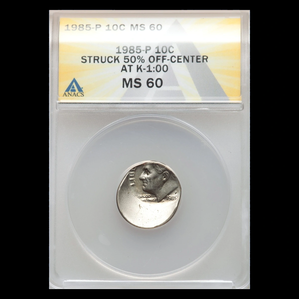 1985 Roosevelt Dime: Off-Center Strike
