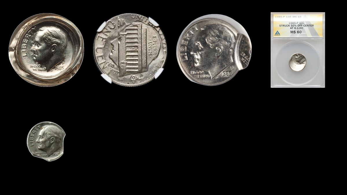 1985 Dime Errors — error coin photographs