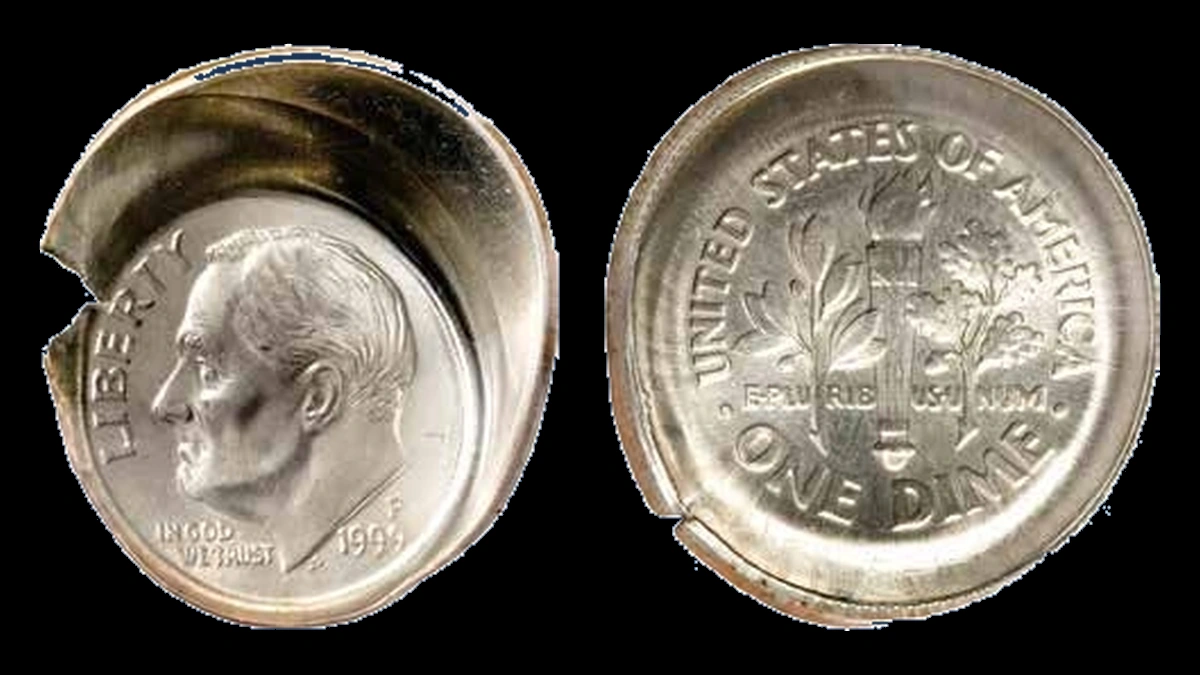 1999 Roosevelt Dime: Mated Double-Strike/Brockage Pair