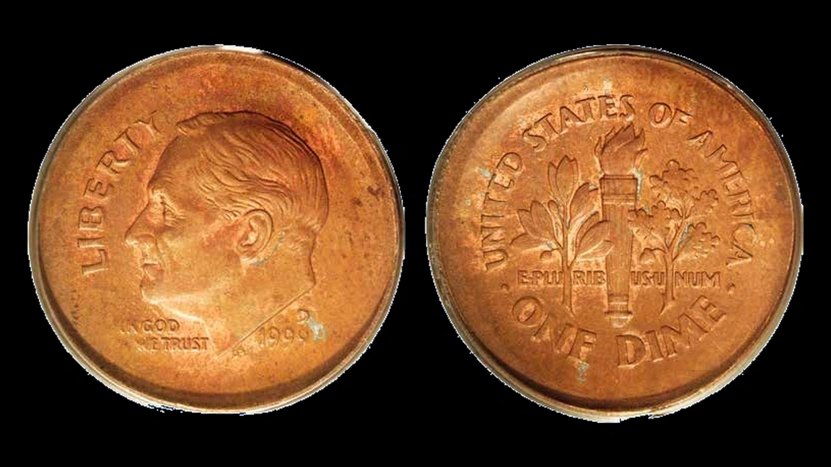 1999 Roosevelt Dime: Broadstrike on Cent Planchet
