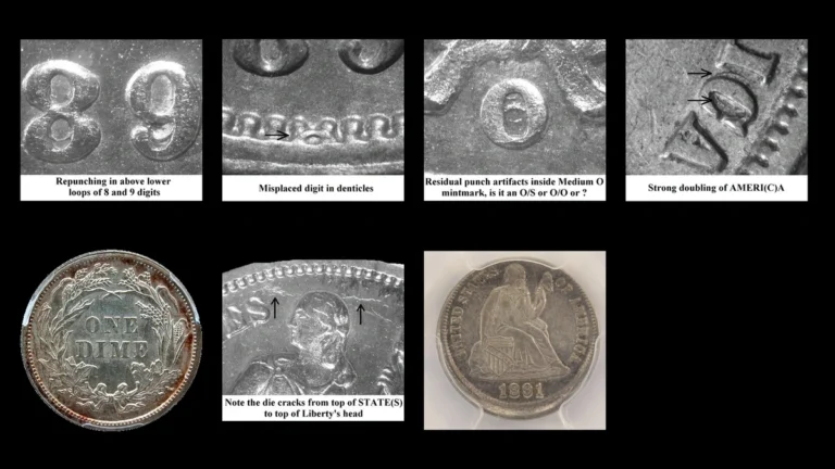 1891 Dime Errors — error coin photographs