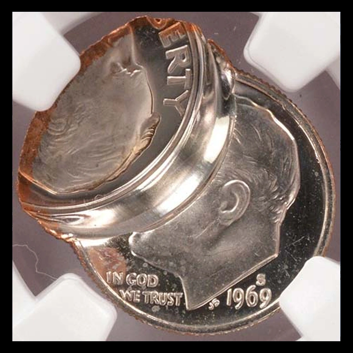 1969 Roosevelt Dime: double-struck coin from a mated proof pair