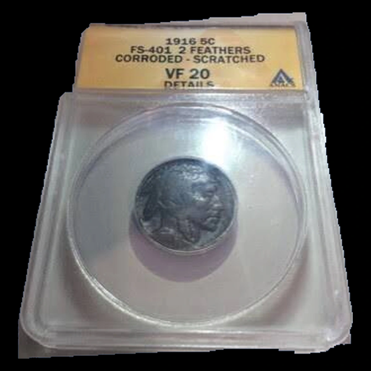 1916 Buffalo Nickel: Two Feathers FS-401
