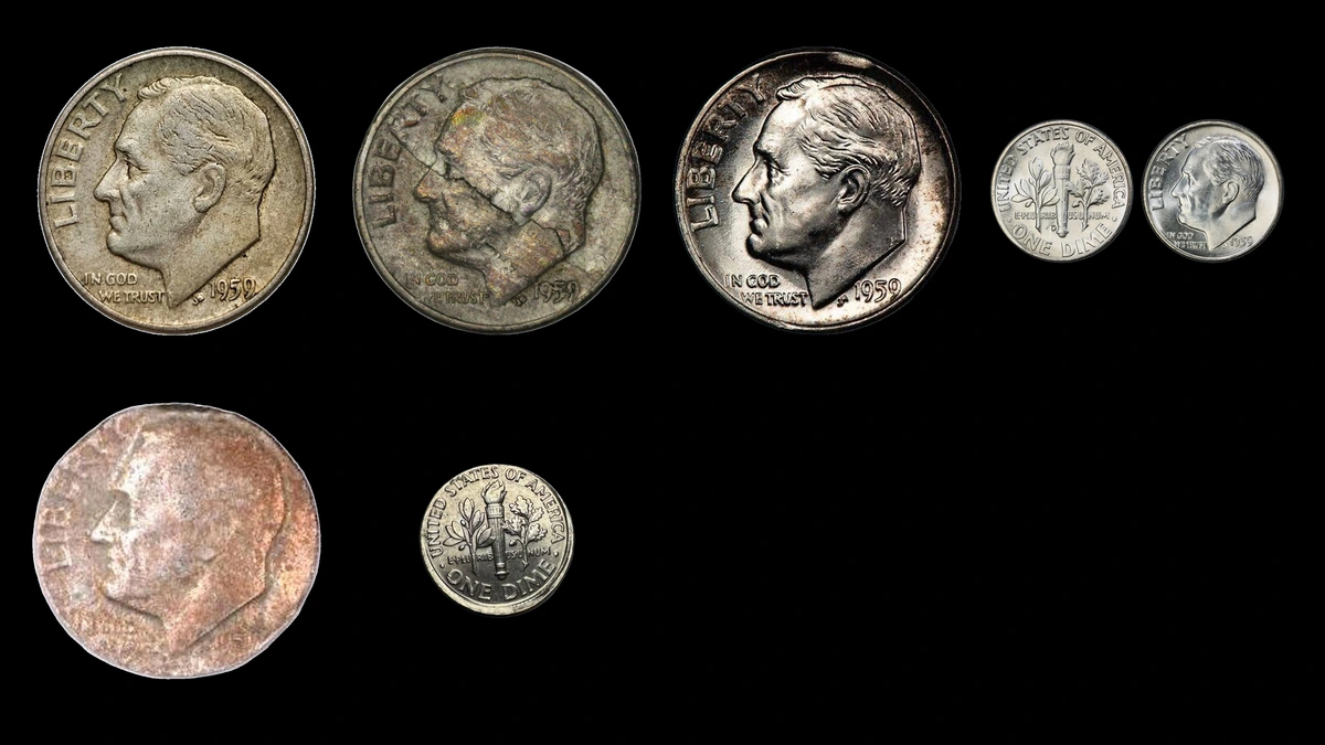 1959 Dime Errors — error coin photographs