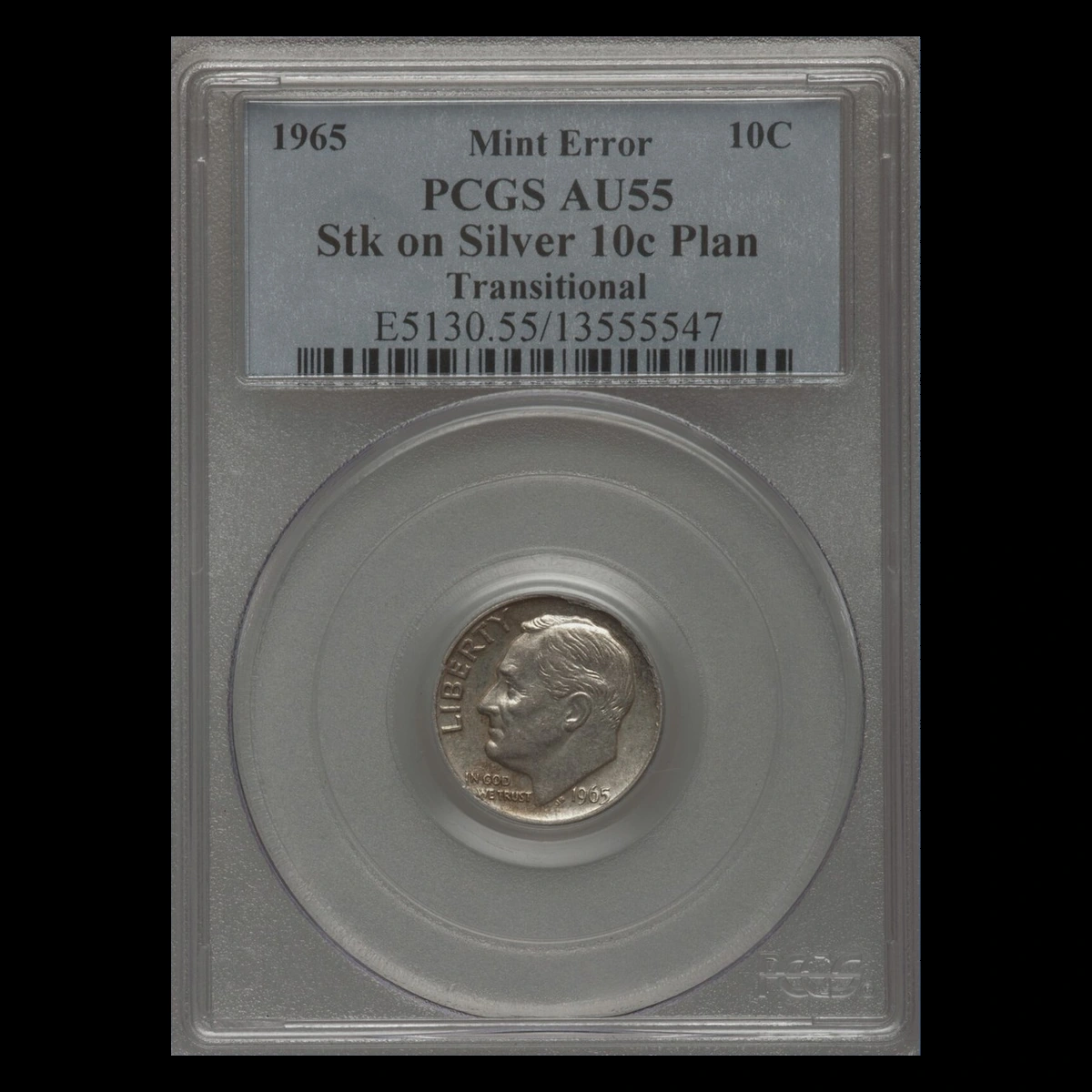 1965 Roosevelt Dime: Silver Transitional Planchet