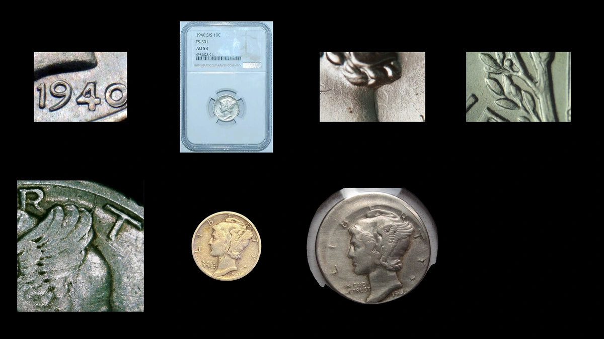 1940 Dime Errors — error coin photographs