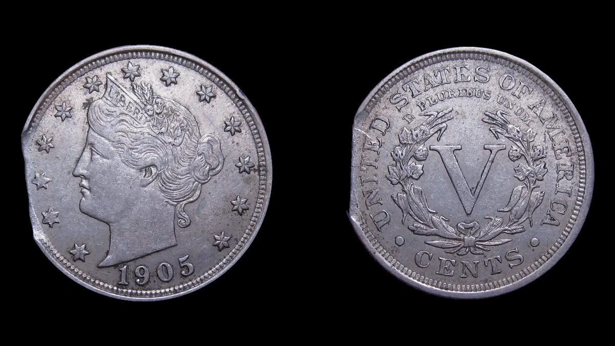 1905 Liberty Nickel: Clipped Planchet