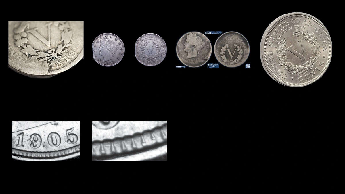 1905 Nickel Errors — error coin photographs