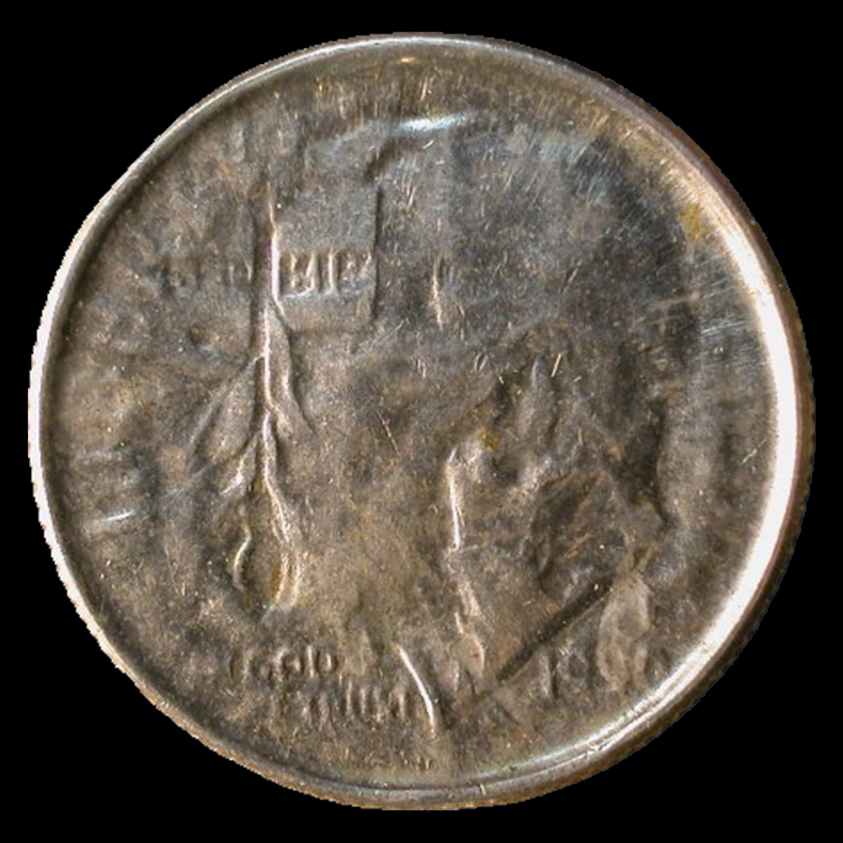 1990 Roosevelt Dime: Brockage