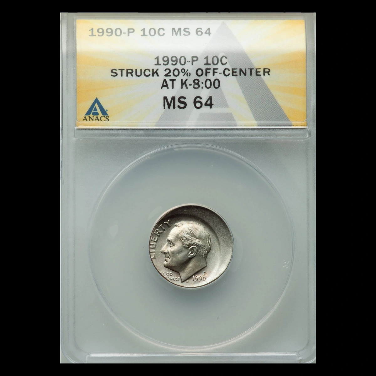 1990 Roosevelt Dime: Off-Center Strike