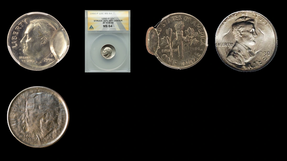 1990 Dime Errors — error coin photographs