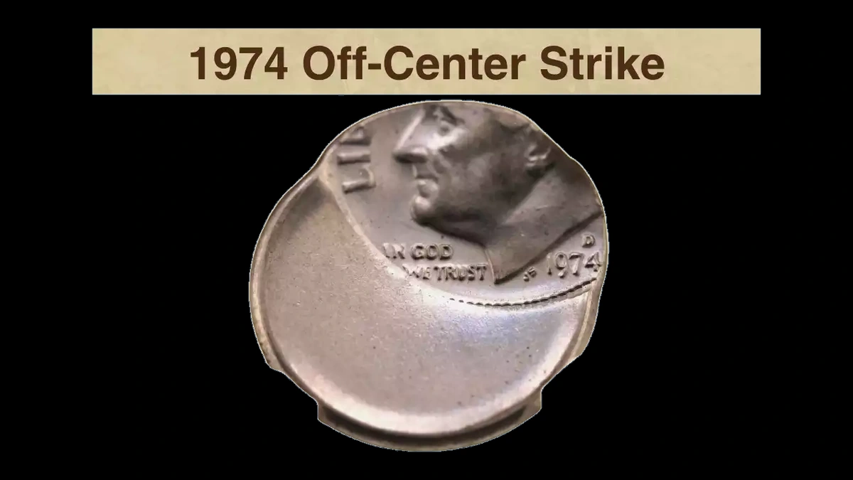 1974 Roosevelt Dime: Off-Center Strike